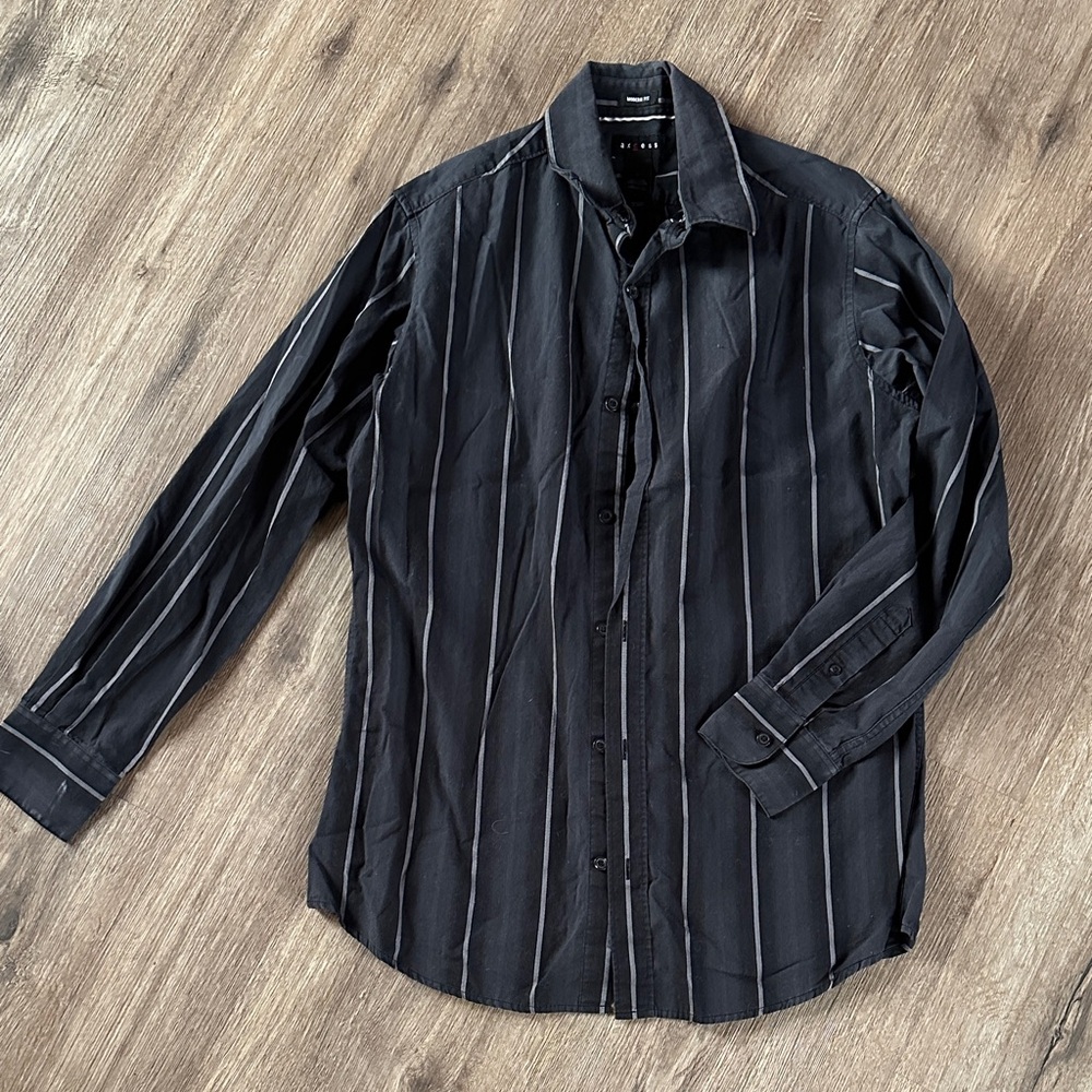 Axcess Men's Dark Charcoal Striped Shirt